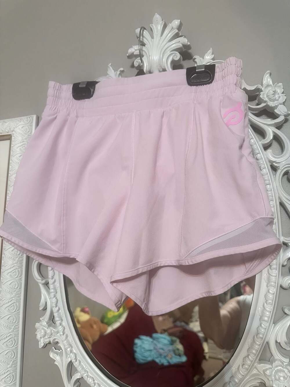 Lululemon Hotty Hot High-Rise Lined Short 4" Light Pink Size 6 with Peloton Logo
